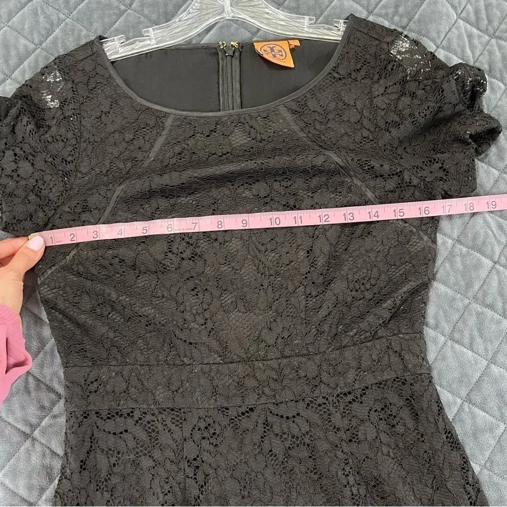 Tory Burch Dress Women’s 4 Lace Black Bovary Short Sleeve Short Silk Blend  DD